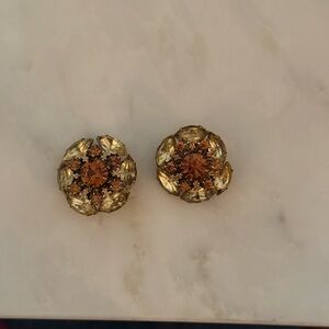 Costume Gold and Brown Clip-On Earrings